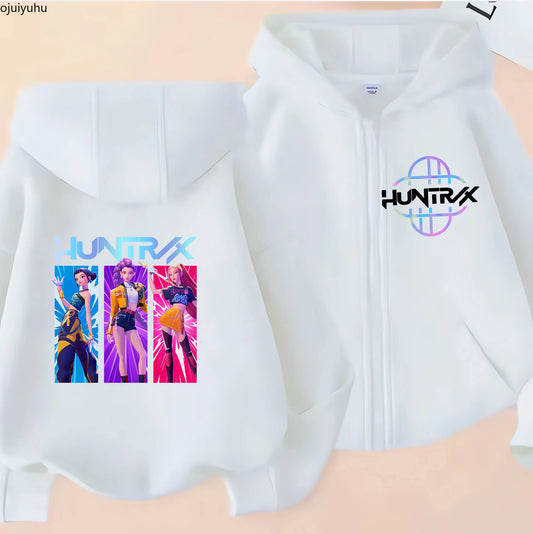 Sweat à capuche zippé manga Huntrix pour enfant