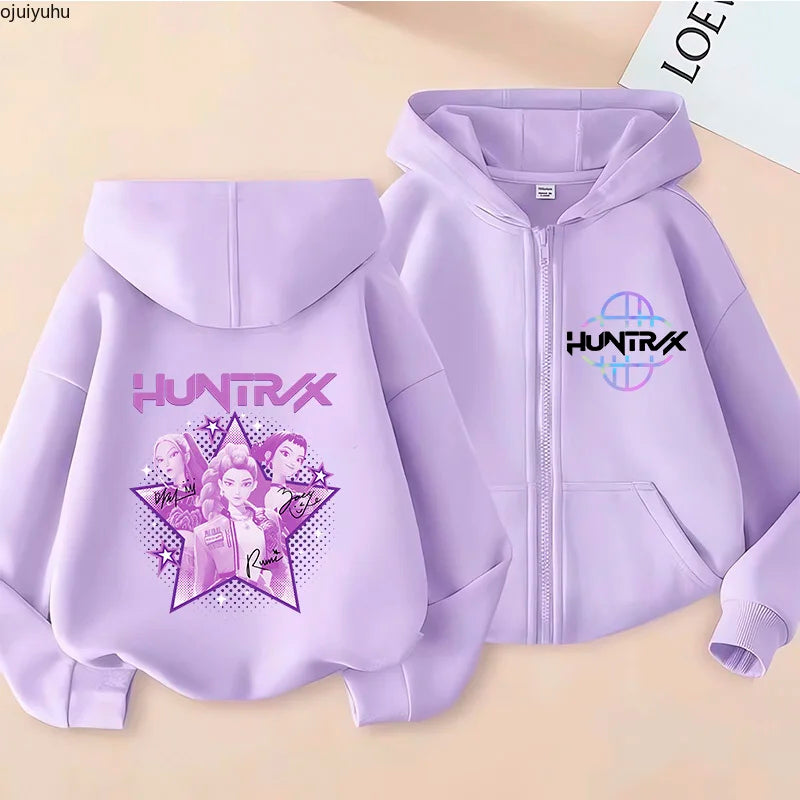 Sweat à capuche zippé manga Huntrix pour enfant
