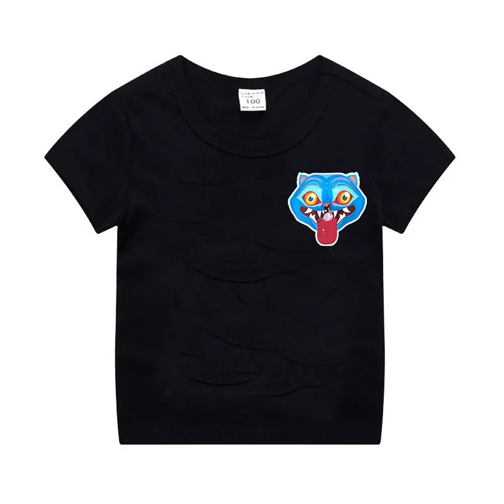 Kpop Demon Hunters Children's Clothing Short Sleeve T-shirt Cute Kpop Demon Hunters Tiger Harajuku Tshirt for Boys Girls