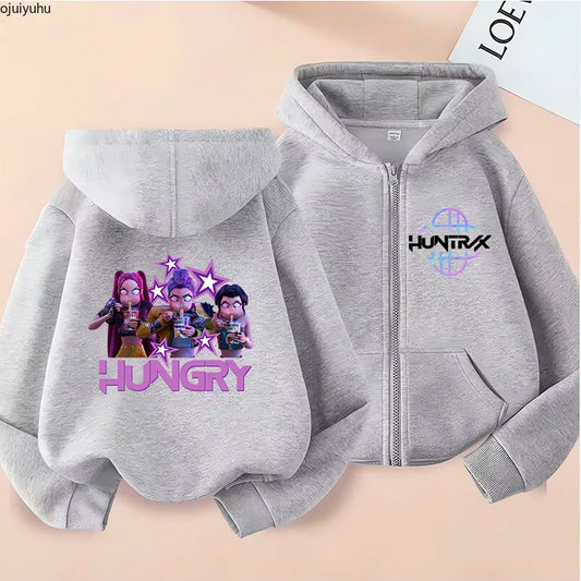 Sweat à capuche zippé manga Huntrix pour enfant
