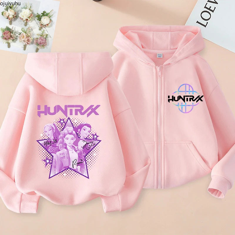 Sweat à capuche zippé manga Huntrix pour enfant