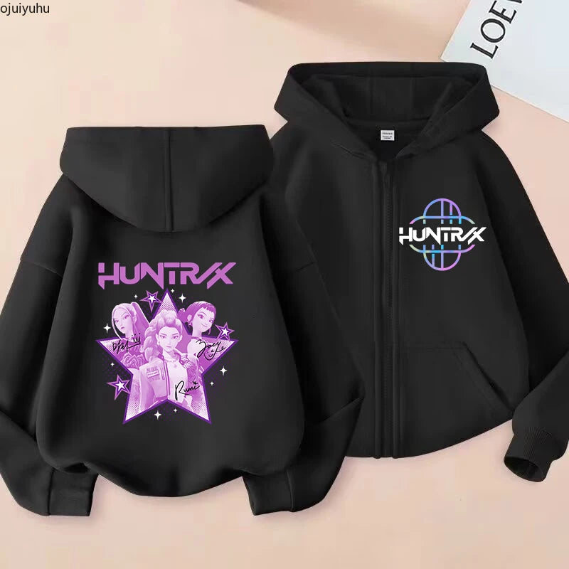 Sweat à capuche zippé manga Huntrix pour enfant