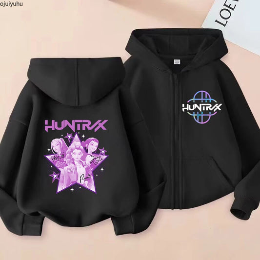 Sweat à capuche zippé manga Huntrix pour enfant