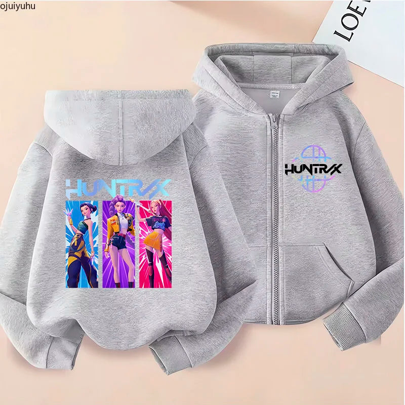 Sweat à capuche zippé manga Huntrix pour enfant