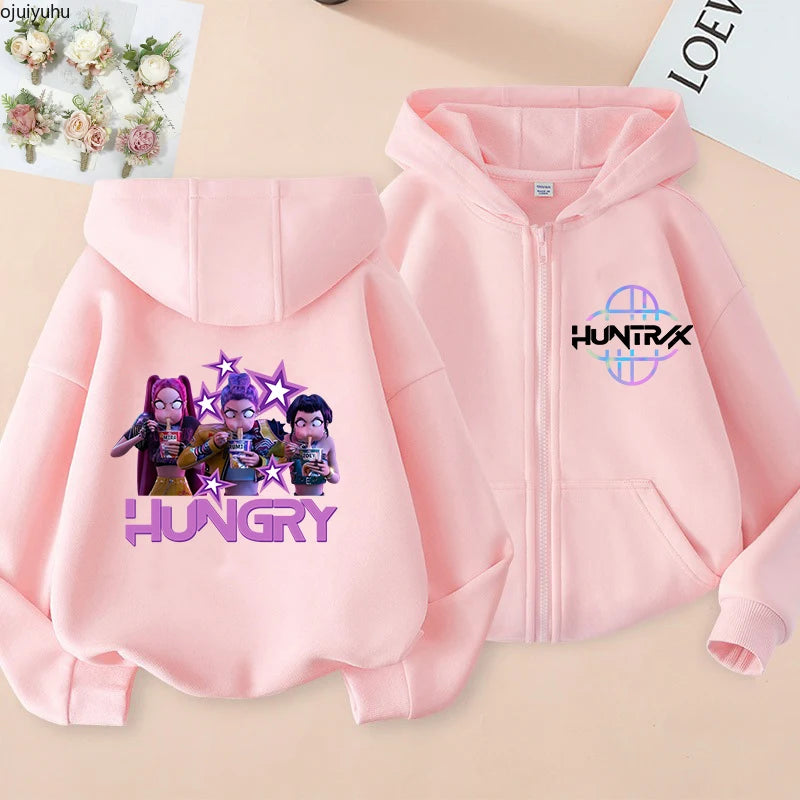 Sweat à capuche zippé manga Huntrix pour enfant