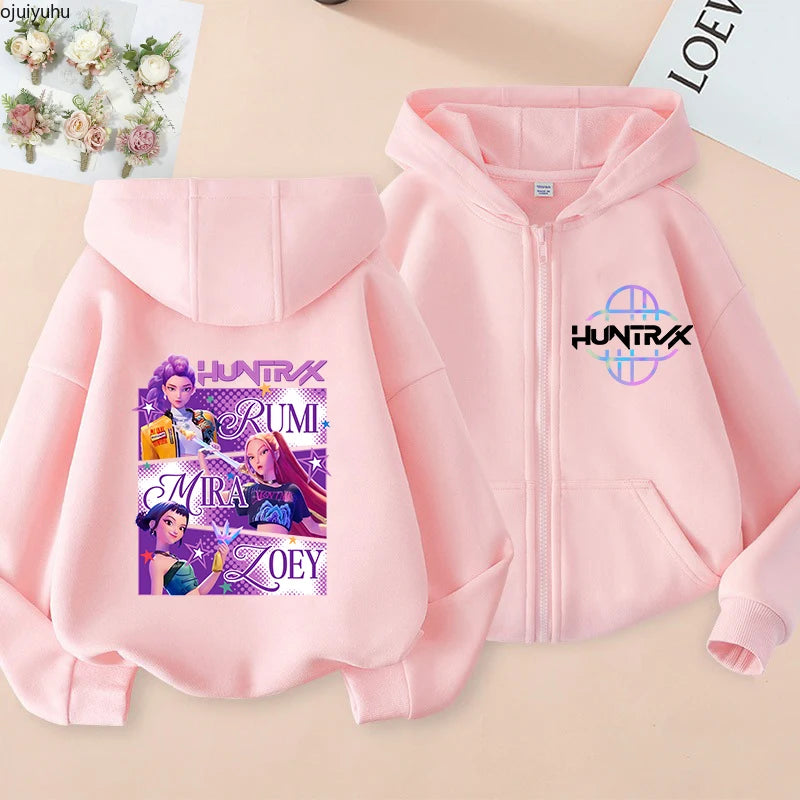 Sweat à capuche zippé manga Huntrix pour enfant