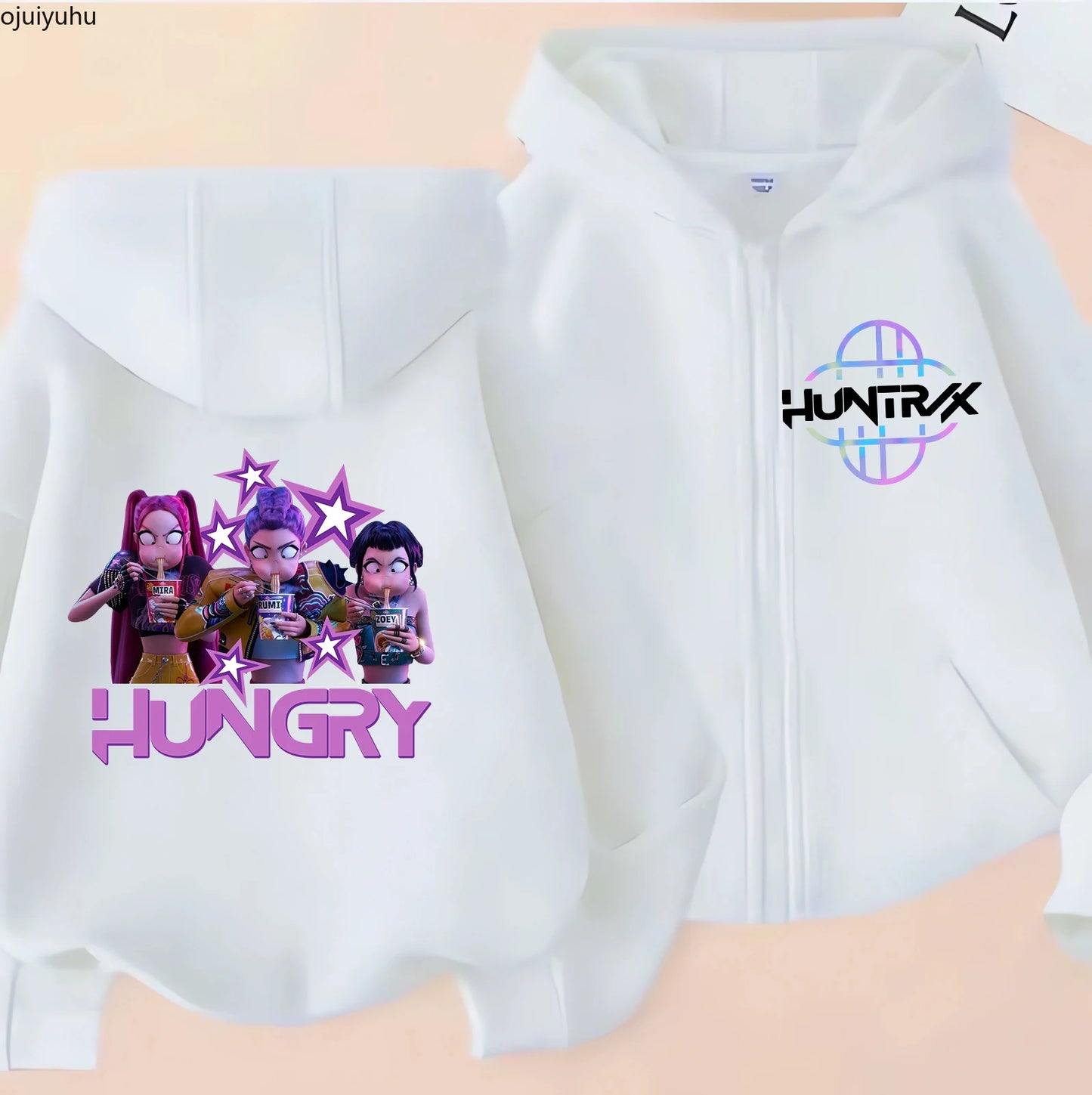 Sweat à capuche zippé manga Huntrix pour enfant