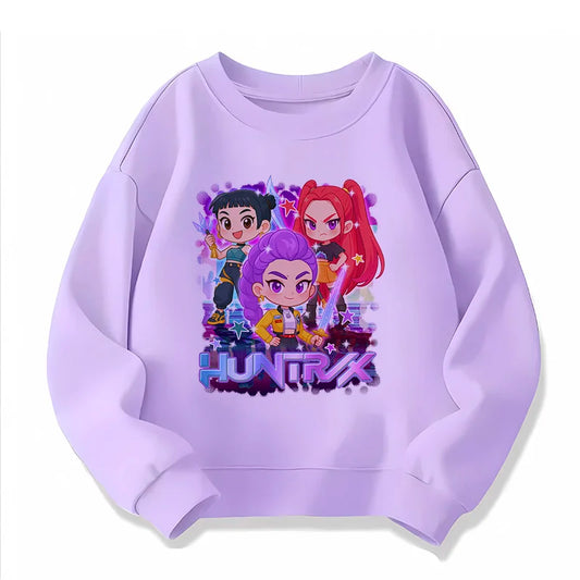 Sweatshirt enfant manga K-pop Demon Hunters – Huntrix violet