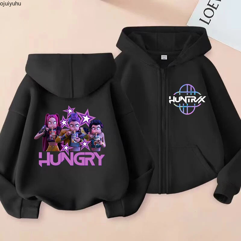 Sweat à capuche zippé manga Huntrix pour enfant