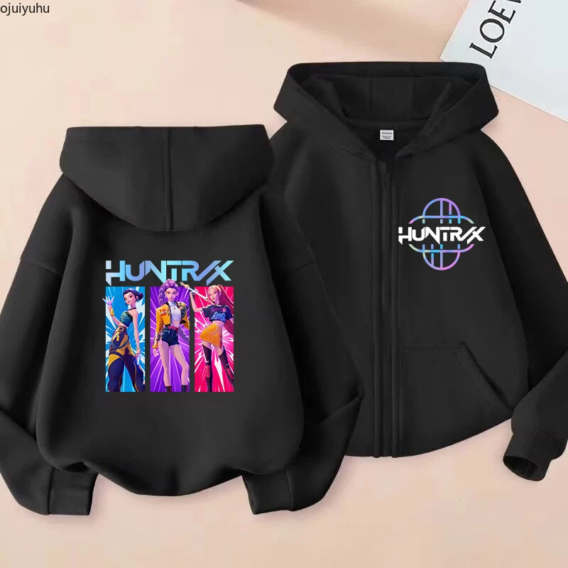 Sweat à capuche zippé manga Huntrix pour enfant
